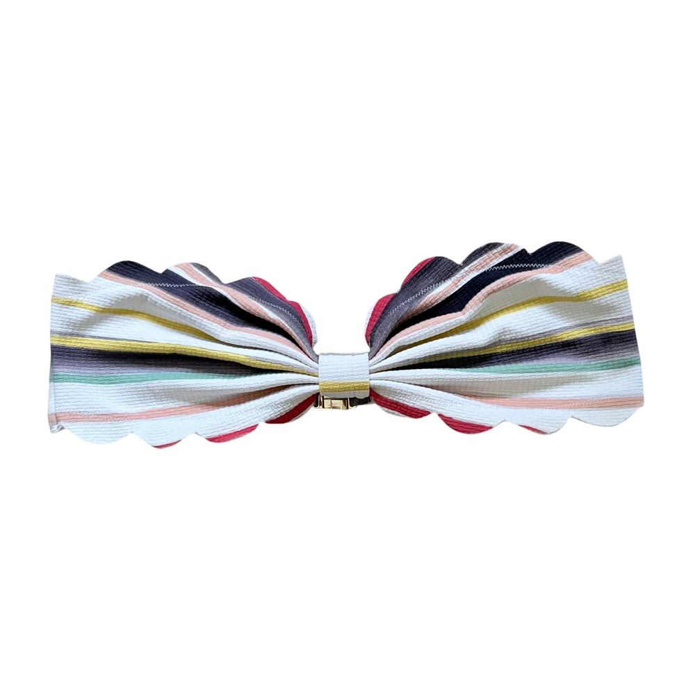 Marysia Swim Antibes Bandeau Bikini Top in Watercolor Stripe Pattern Wms SZ M - Picture 3 of 11